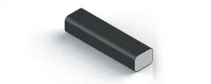 Black rectangular rubber sealing profile with rounded edges