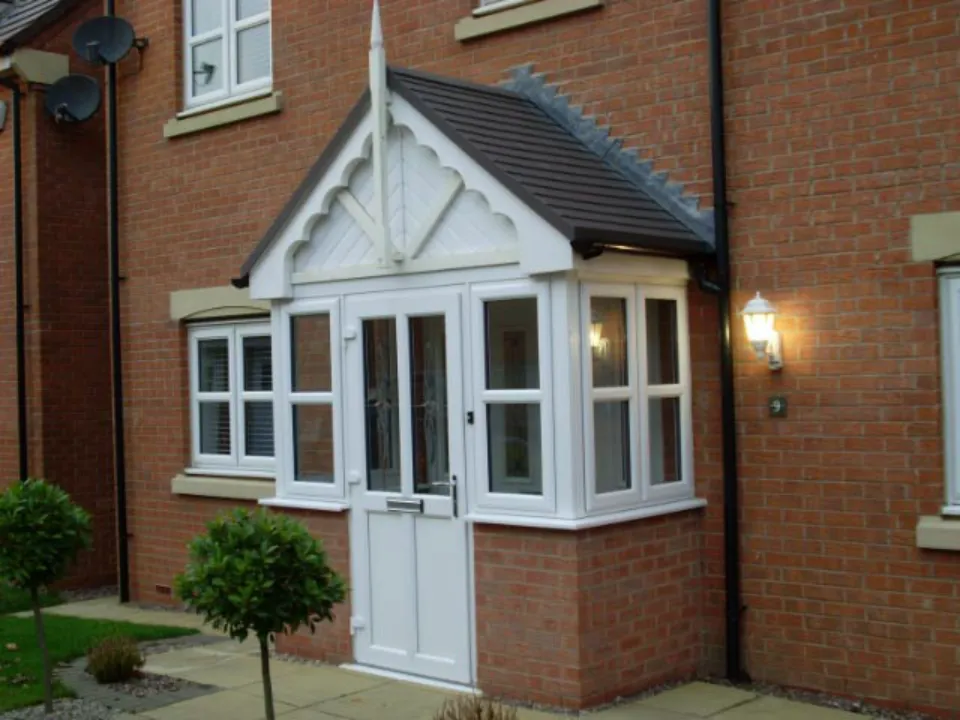 white liniar front door