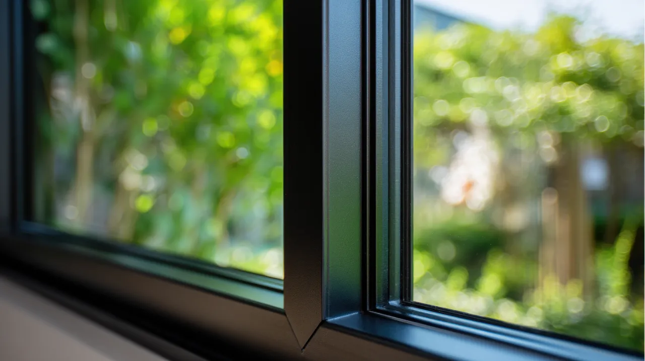 close shot of aluminium window