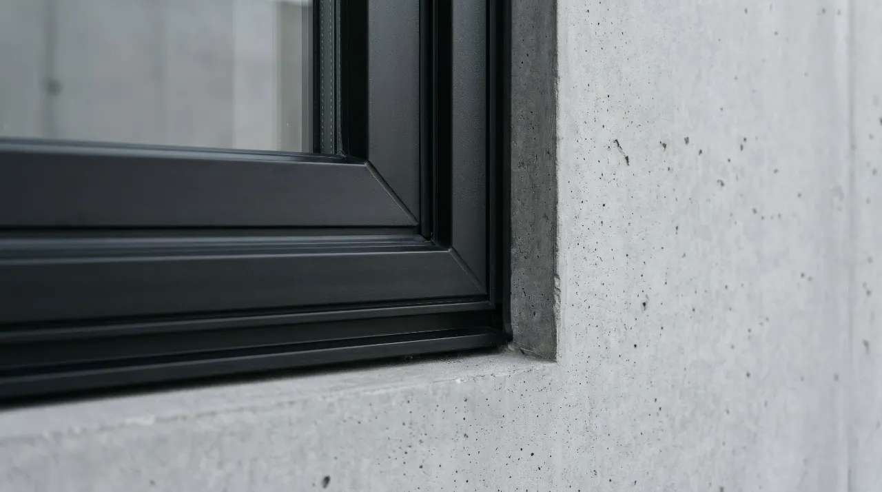 close shot of aluminium window