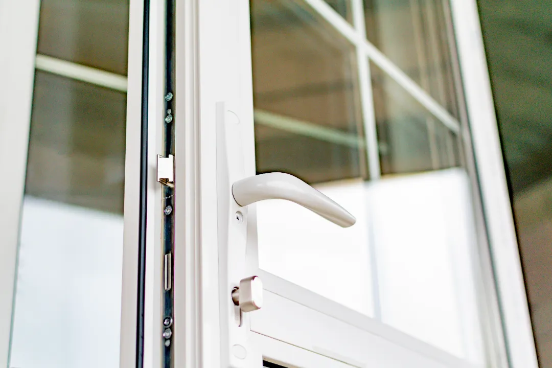 close shot of upvc door handle