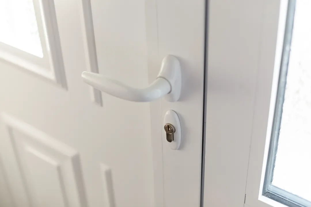 close shot of upvc door handle