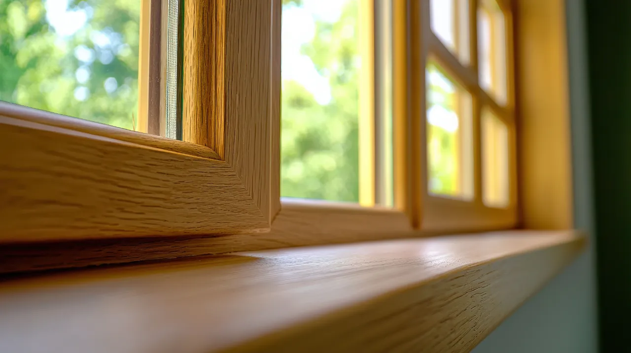close shot of wooden window